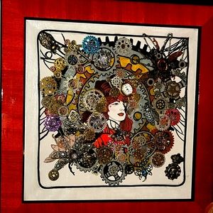 "Steampunk Sally": A very Unique, Handmade, framed Collage wall hanging: